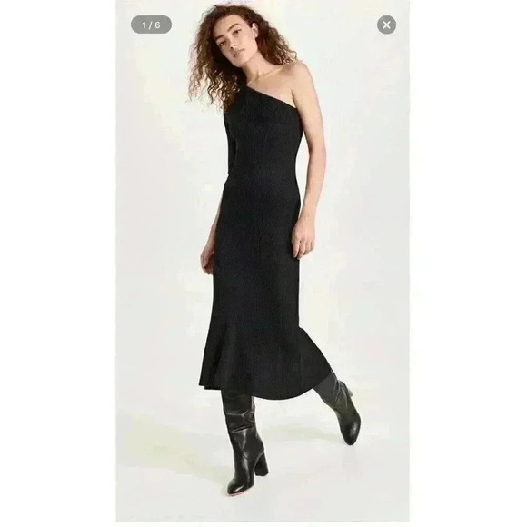 NWT Veronica Beard Montrose Knit Black One shoulder Maxi Dress Size XS - Picture 5 of 13